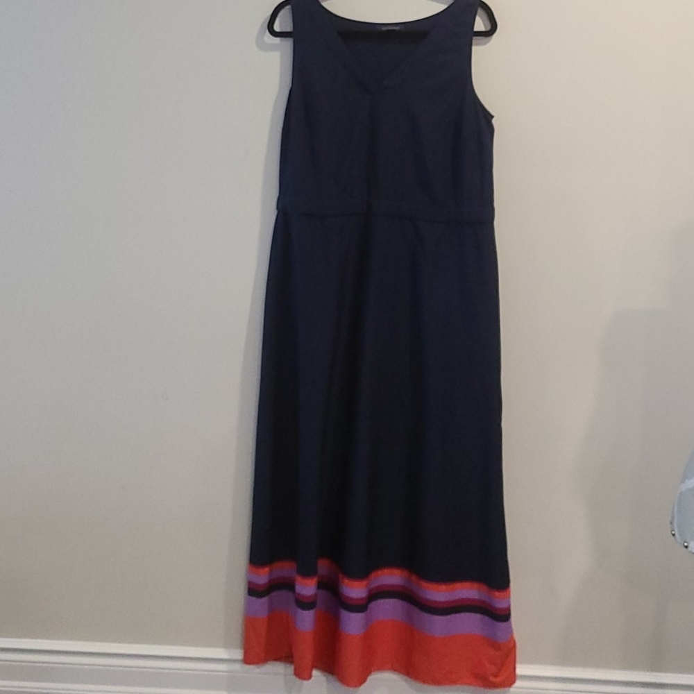 Tommy Hilfiger navy striped vneck maxi dress